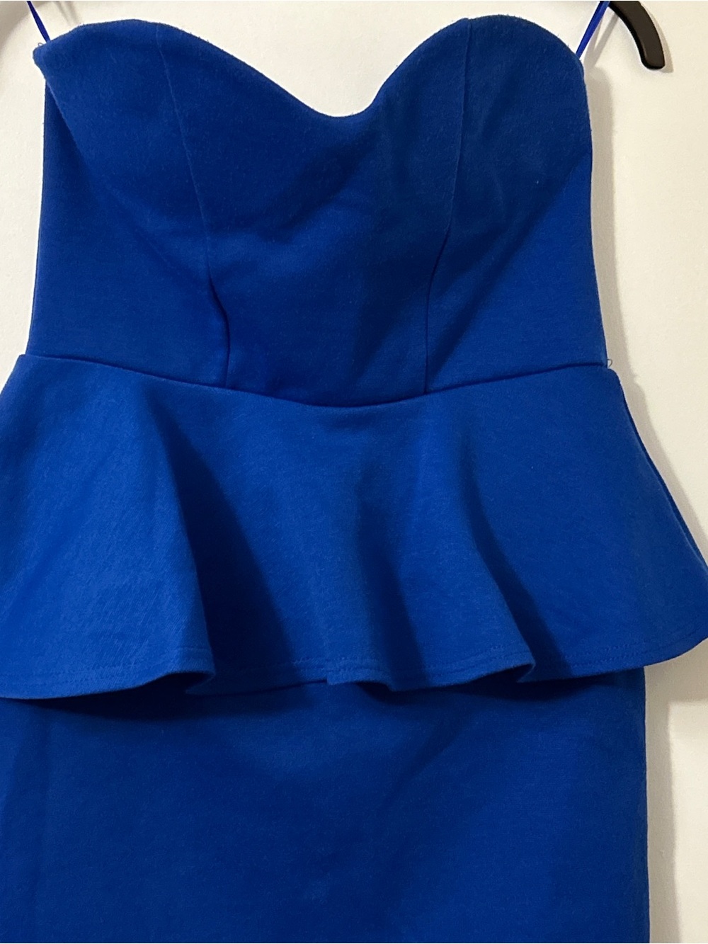 Strapless Peplum Blue Dress Size 8 Boohoo Mini